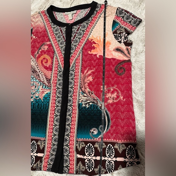 Dana Buchman Bohemian Jacquard Mandarin Collar Blouse - Picture 4 of 9